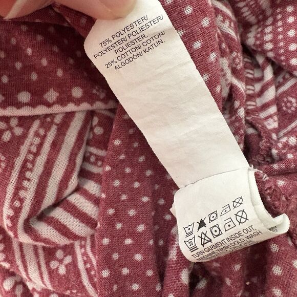 Lucky Brand Twist Hem Stripe Geometric T Shirt Top Earth Faded Red Tee XL - Picture 6 of 7